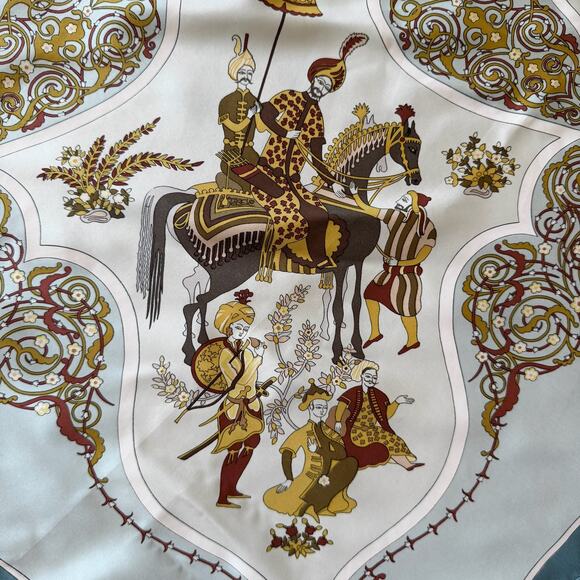 HERMÉS PARIS Poesie Persane 90cm Light Blue Persian Motif Silk Scarf - Picture 8 of 12